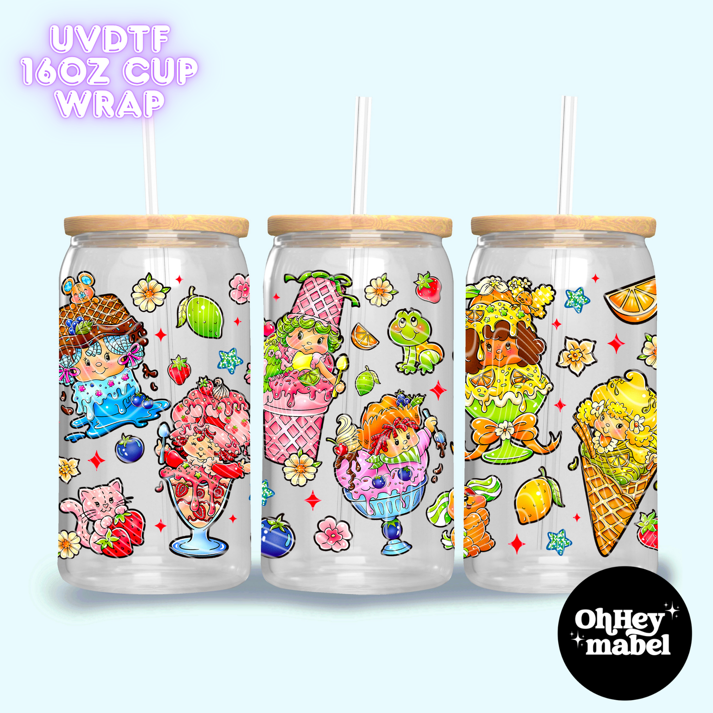 Strawberry Ice Cream UVDTF 16oz Cup Wrap
