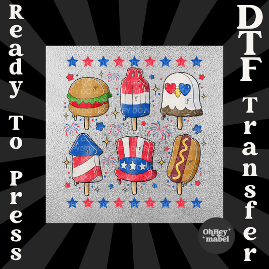 4th of July Ice Cream Popsicle DTF PRINT