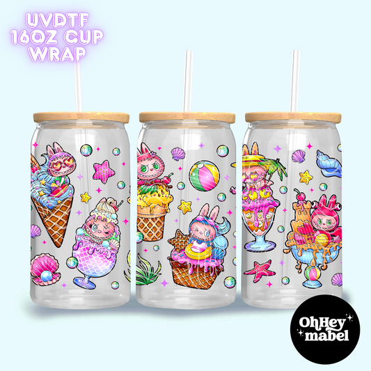 Labubu Ice Cream UVDTF 16oz Cup Wrap