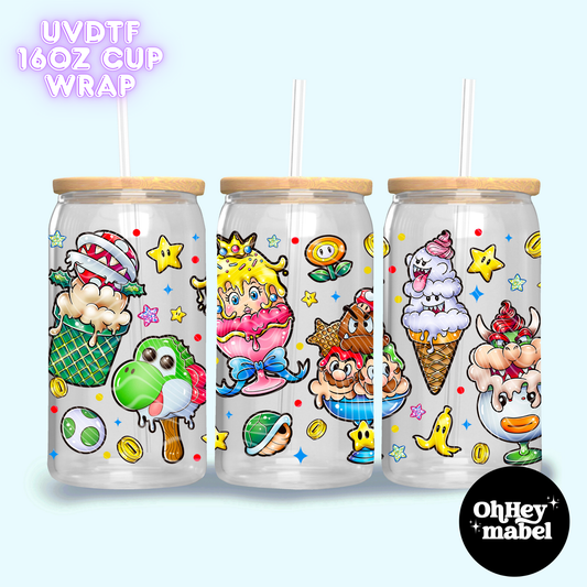 Mario Ice Cream UVDTF 16oz Cup Wrap