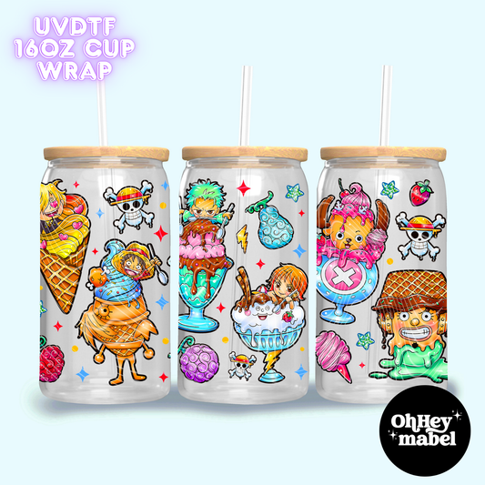 One Piece Ice Cream UVDTF 16oz Cup Wrap
