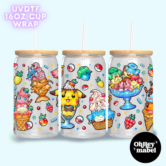 Poke Game Ice Cream UVDTF 16oz Cup Wrap