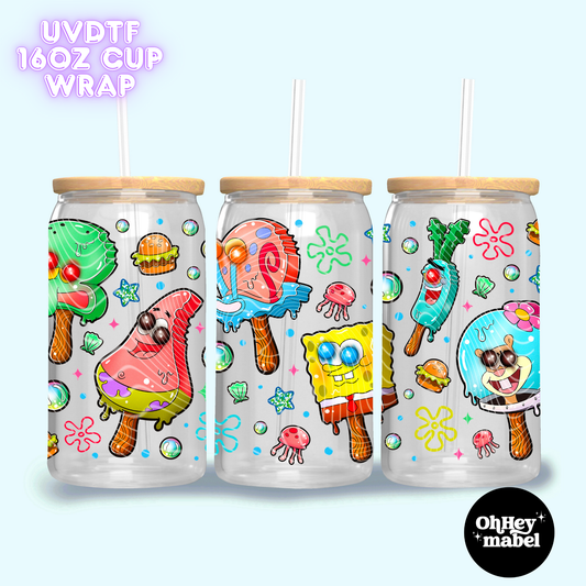 Sponge Man Ice Cream UVDTF 16oz Cup Wrap
