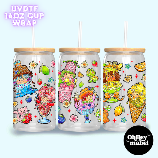 Strawberry Ice Cream UVDTF 16oz Cup Wrap